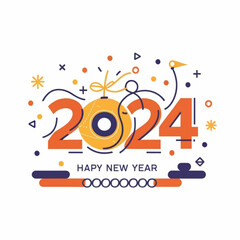 colorful and trendy new year 2024 design template.