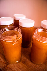 Open jars of honey