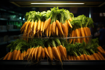 Carrots on the counter in a store.
