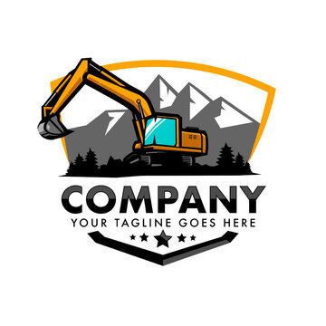 Excavator logo design illustration vector for construction company