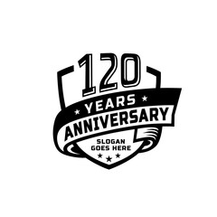 120 years anniversary celebration design template. 120th anniversary logo. Vector and illustration.