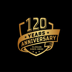 120 years anniversary celebration design template. 120th anniversary logo. Vector and illustration.