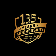 135 years anniversary celebration design template. 135th anniversary logo. Vector and illustration.