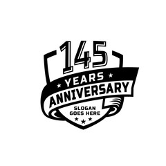 145 years anniversary celebration design template. 145th anniversary logo. Vector and illustration.