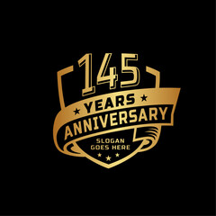 145 years anniversary celebration design template. 145th anniversary logo. Vector and illustration.