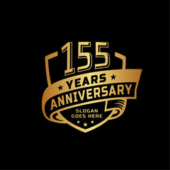 155 years anniversary celebration design template. 155th anniversary logo. Vector and illustration.