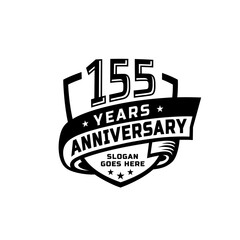 155 years anniversary celebration design template. 155th anniversary logo. Vector and illustration.