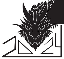 Dragon is the symbol of 2024. Vector rafika