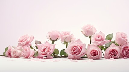 Fototapeta premium A bunch of pink roses sitting on top of a table