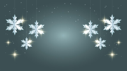 Horizontal Christmas background with snowflakes