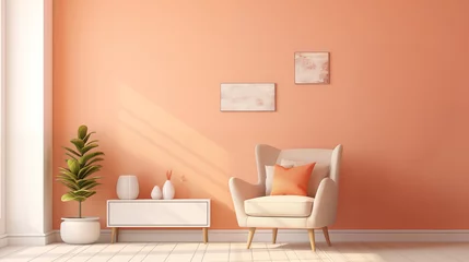 Fotobehang Pantone 2024 Peach Fuzz trendy  modern inerior designe in the 2024 color of the year