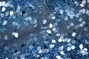 A blue glitter background with lots of small pieces of blue glitter