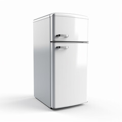 White color double door fridge on isolated white background - ai generative