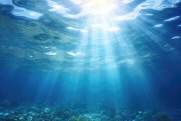 Obraz premium A blue ocean with sunlight shining through the water