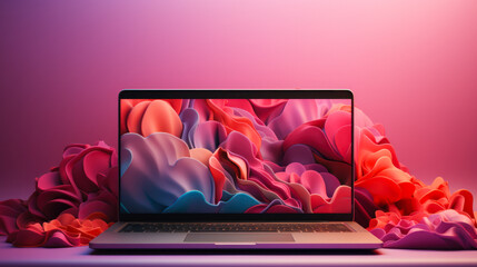 Color Unleashed: Magenta Brilliance on a High-Definition Laptop advertisement