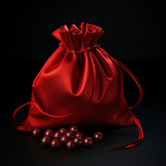A lucky bag with a traditional ethnic pattern in red
