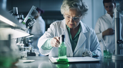 oldest woman do an experiment in a scientist's laboratory
