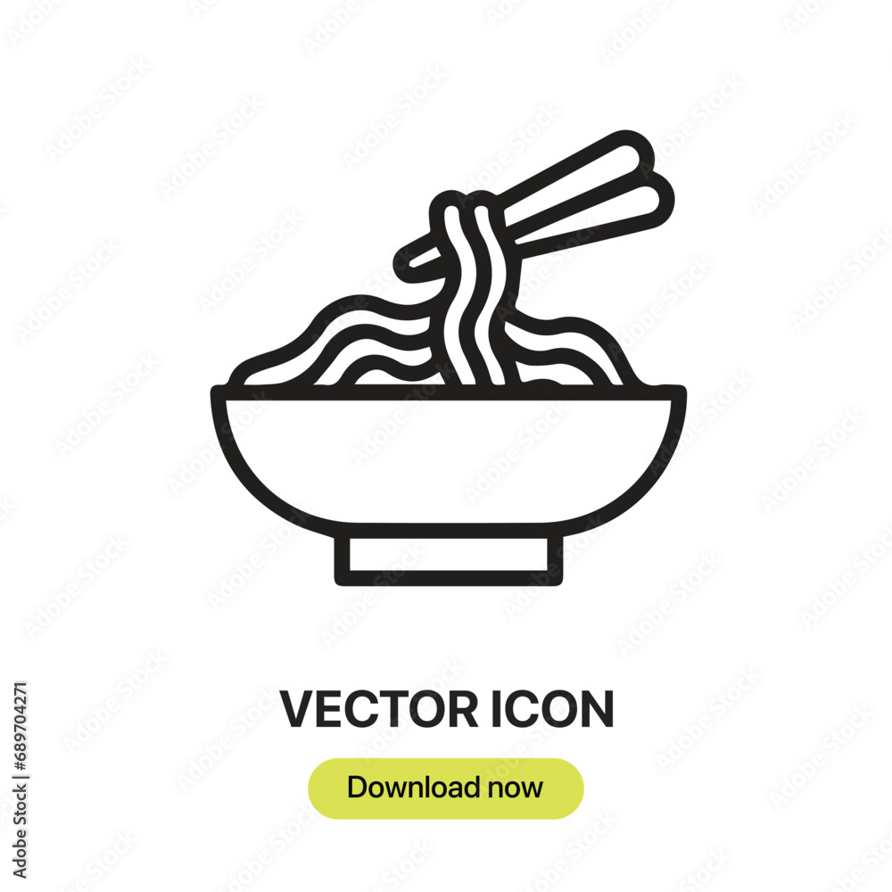 Aufkleber Noodles icon vector. Linear-style sign for mobile concept and web design. Noodles symbol illustration. Pixel vector graphics - Vector.	
