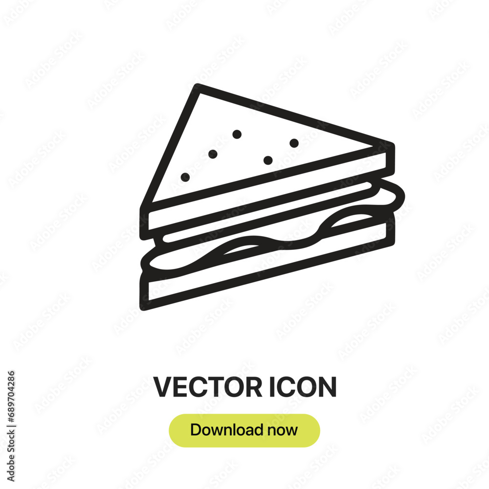 Poster sandwich icon vector. linear-style sign for mobile concept and web design. sandwich symbol illustrat
