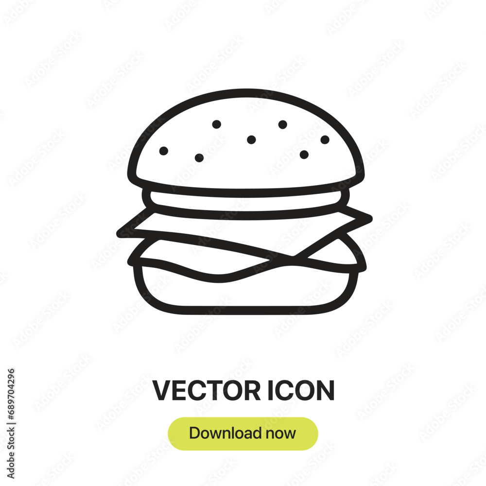 Poster cheese burger icon vector. linear-style sign for mobile concept and web design. cheese burger symbol