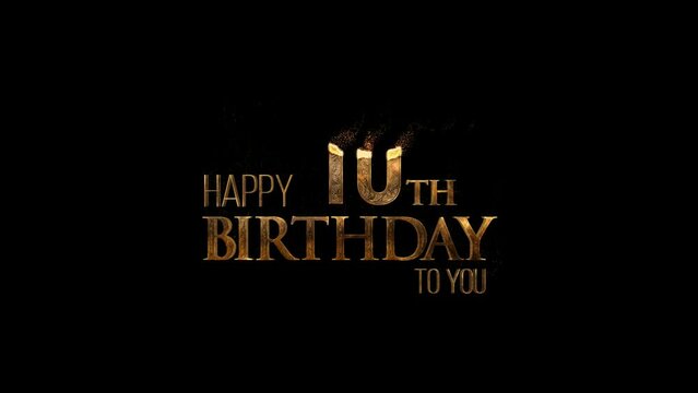 Birthday, congratulations on 10th happy birthday, alpha channel