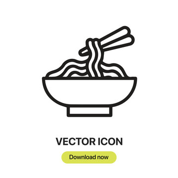 Noodles icon vector. Linear-style sign for mobile concept and web design. Noodles symbol illustration. Pixel vector graphics - Vector.	
