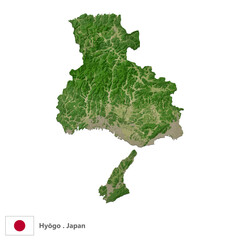 Hyōgo, Prefecture of Japan Topographic Map (EPS)