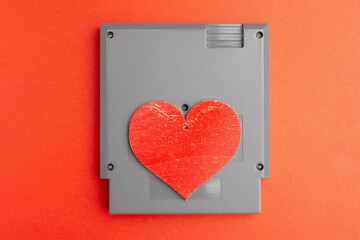 a game cartridge with a heart, love of video games