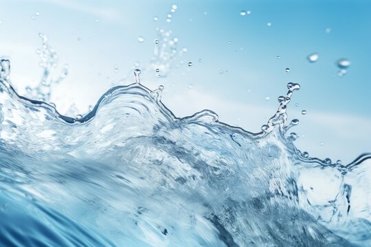 A close up of water with a blue sky in the background