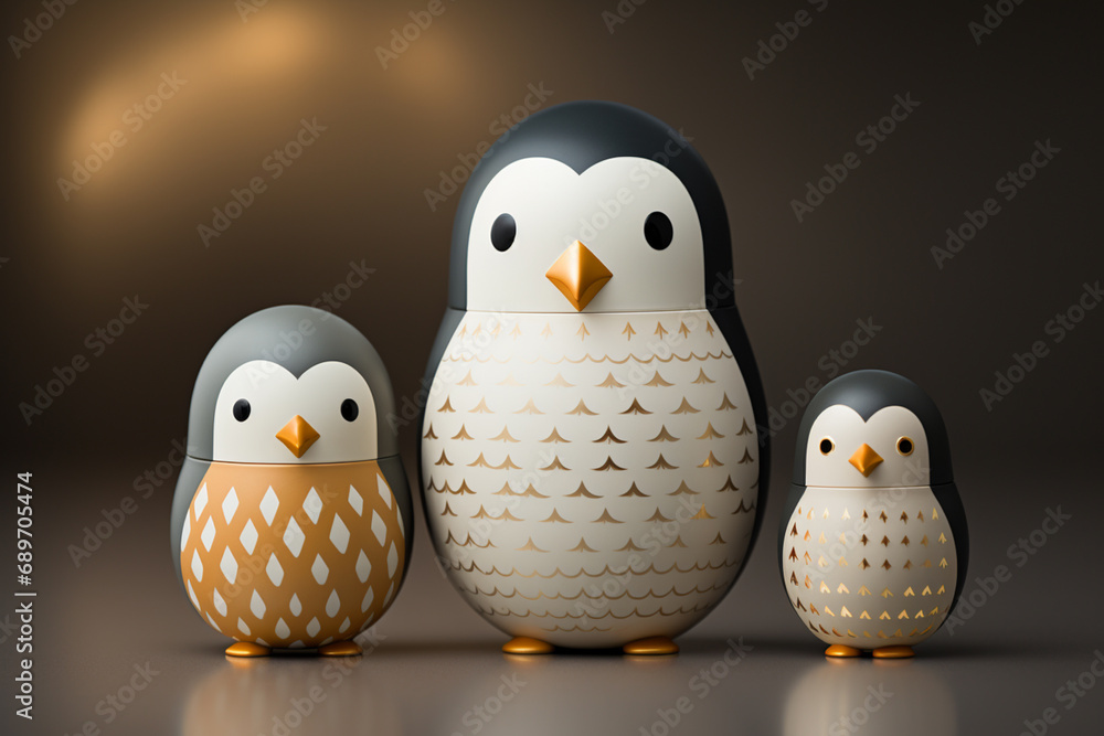 Poster simplified and minimalistic depiction of a penguin family, emphasizing connection and unity through 