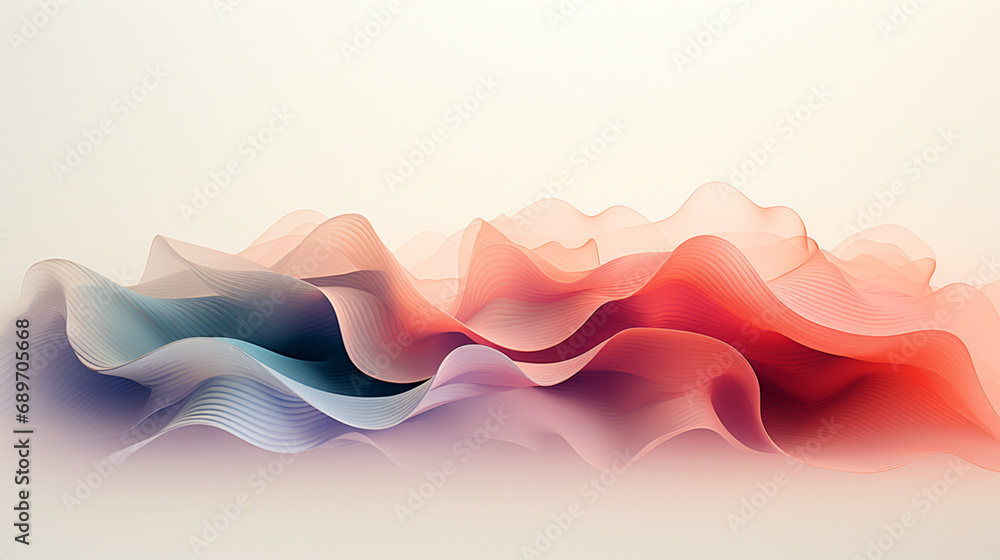 Poster minimalist visualization of a sound waveform, featuring crisp lines and a subdued color scheme for a