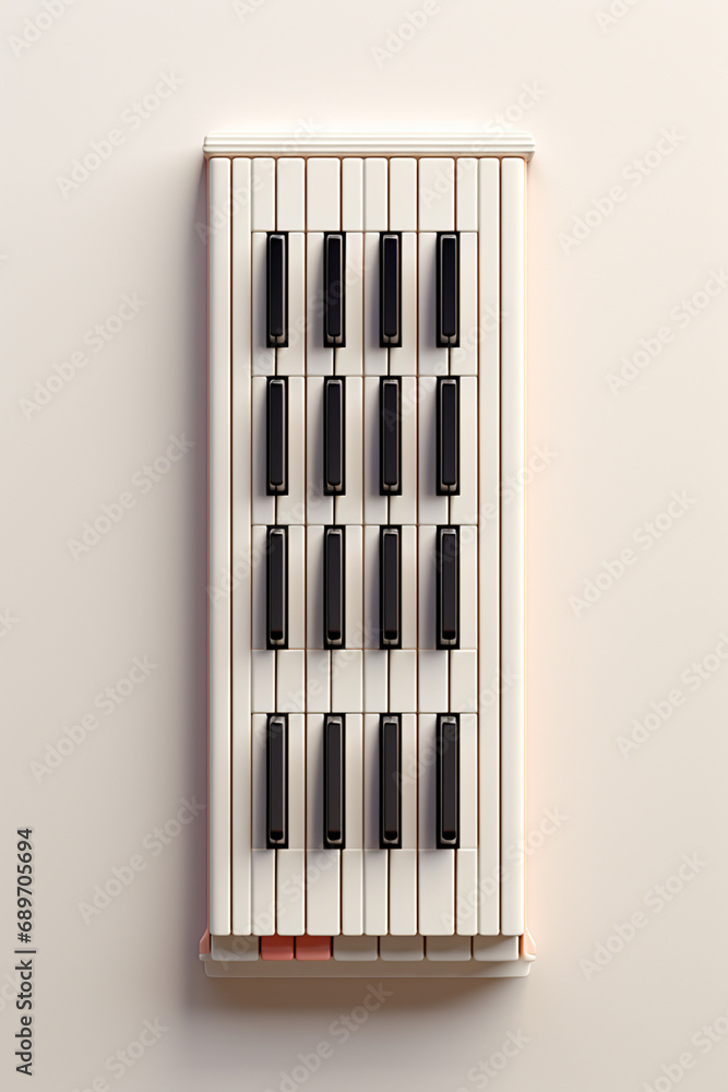 Poster minimalistic piano keys arranged in a subtle gradient, capturing the simplicity and beauty of this c