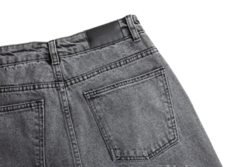 Back of gray jeans texture. Denim jeans blank black label