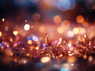 Fototapeta na wymiar splashing water droplets with soft focus bokeh background,concept of dream, peace, warm, pink color