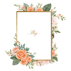 beautiful hand draw floral wedding card template 