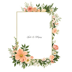beautiful hand draw floral wedding card template 