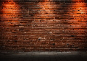 Front view Old red orange brick wall texture background