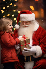 Fototapeta na wymiar Santa Claus presents a gift to a child9