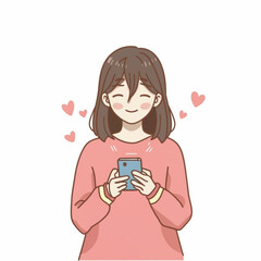 Cute girl talking with love in mobile