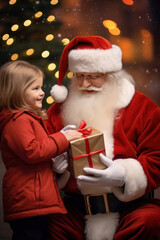 Fototapeta na wymiar Santa Claus presents a gift to a child7
