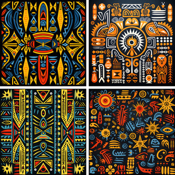 Set of traditional African Senegal native design pattern