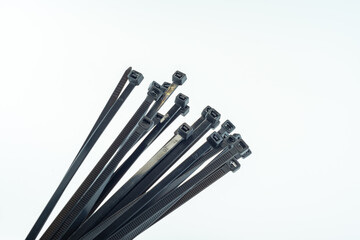 Black nylock Cable Ties Isolated on White Background