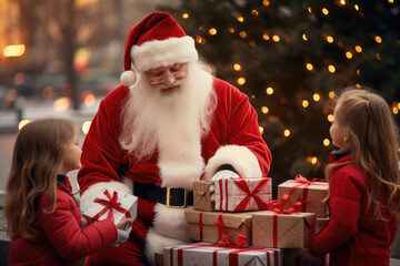 Santa Claus presents a gift to a child25