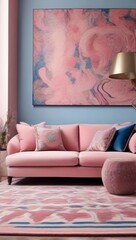 modern pink living room