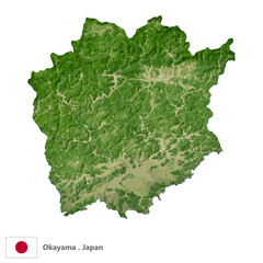 Okayama, Prefecture of Japan Topographic Map (EPS)