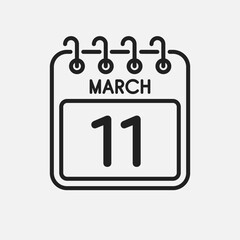 Icon page calendar day - 11 March