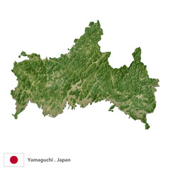 Yamaguchi, Prefecture of Japan Topographic Map (EPS)