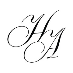 HA Calligraphy Monogram Initial Letters Logo