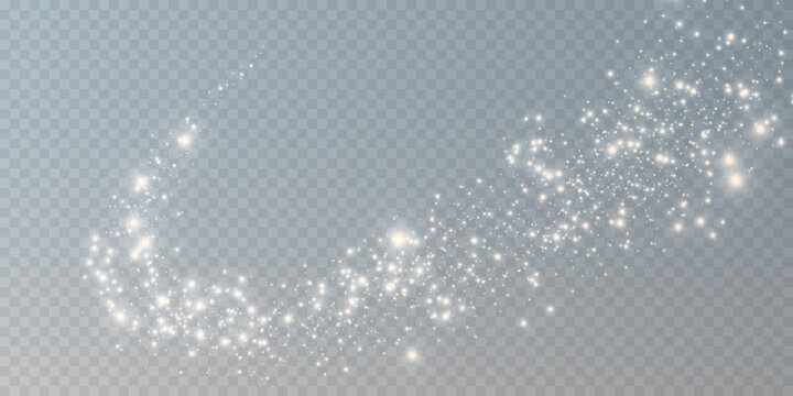 The dust sparks and golden stars shine with special light. Vector sparkles on a transparent background. Christmas light effect. Sparkling magical dust particles.	