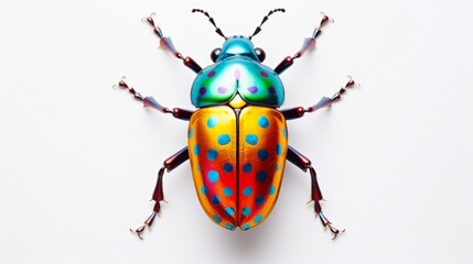 a vibrant isolated insect art adorns a pure white canvas, showcasing nature's palette.